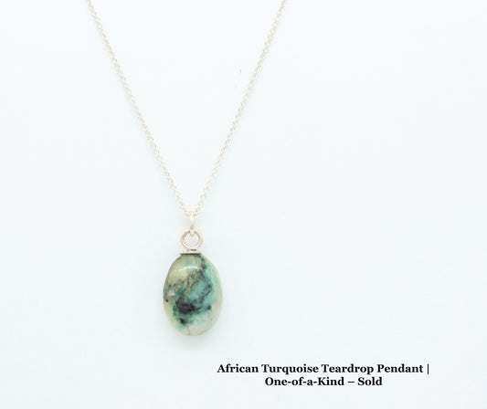 One-of-a-Kind African Turquoise Jasper Pendant – Argentium® 935