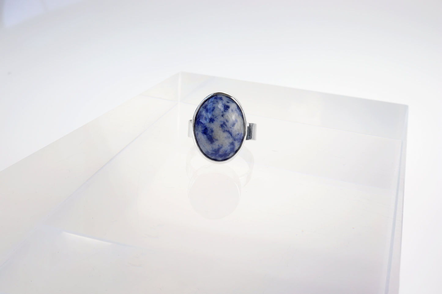 Blue Sodalite Gemstone Ring – Size 9 in Argentium® Silver