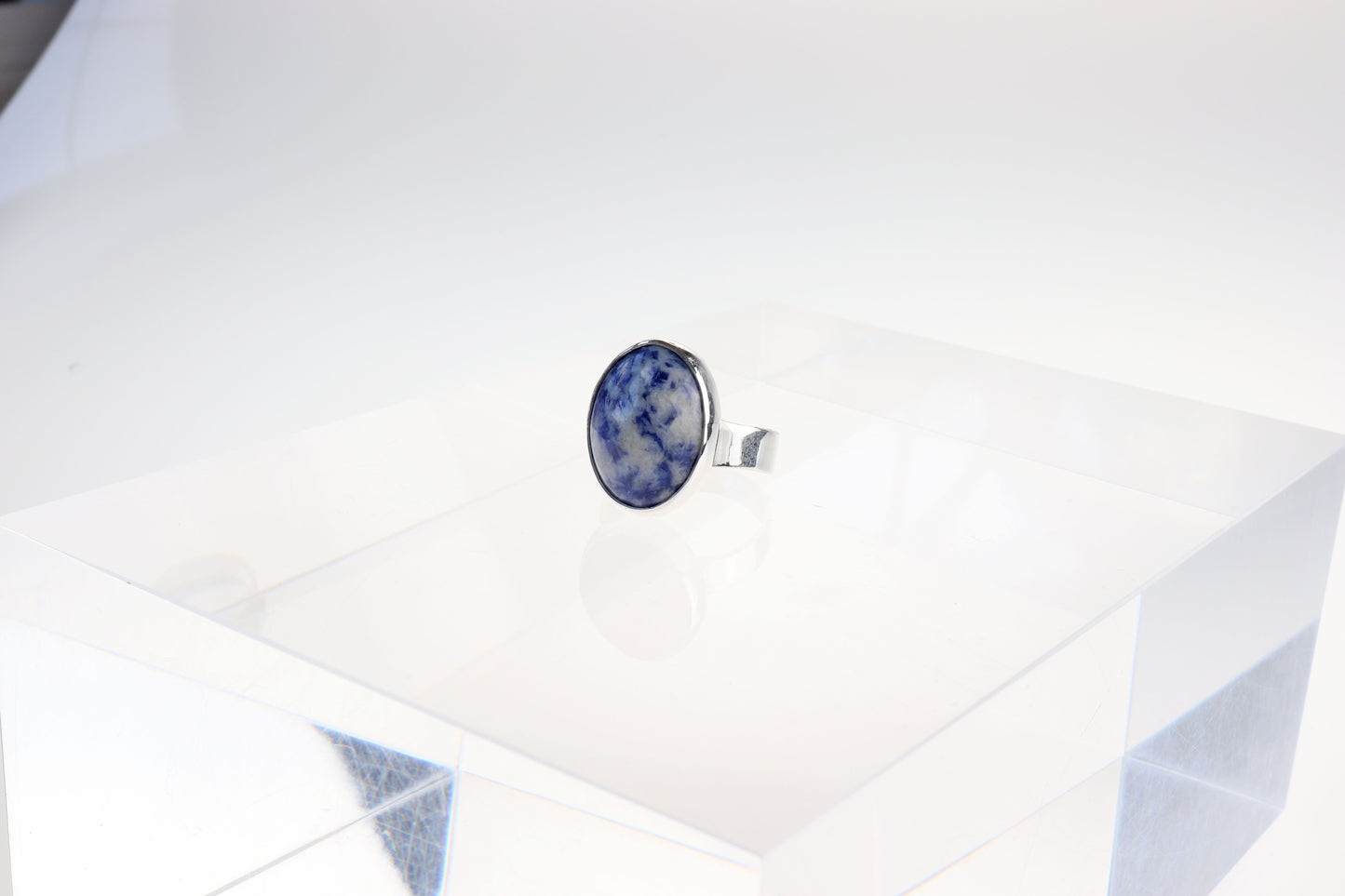 Blue Sodalite Gemstone Ring – Size 9 in Argentium® Silver