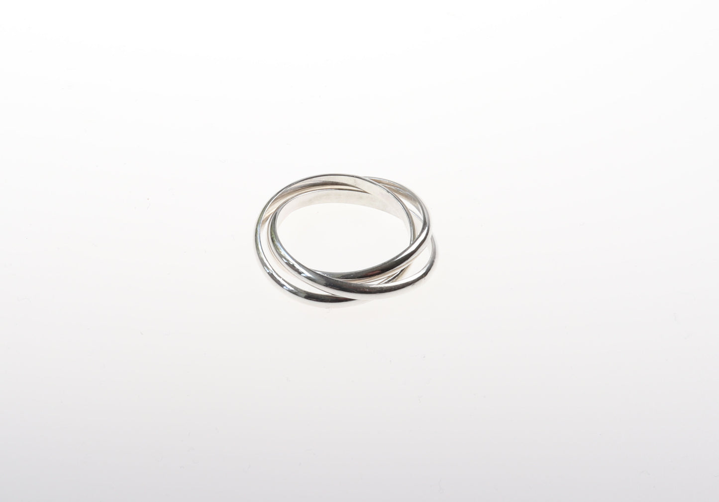 925 Sterling Silver Ring, three interlocking rolling rings, comfort fit 2.5mm, USA made