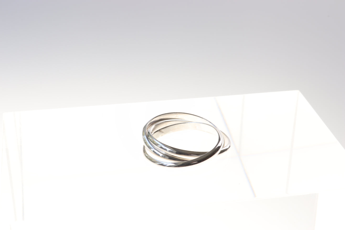 925 Sterling Silver Ring, three interlocking rolling rings, comfort fit 2.5mm, USA made