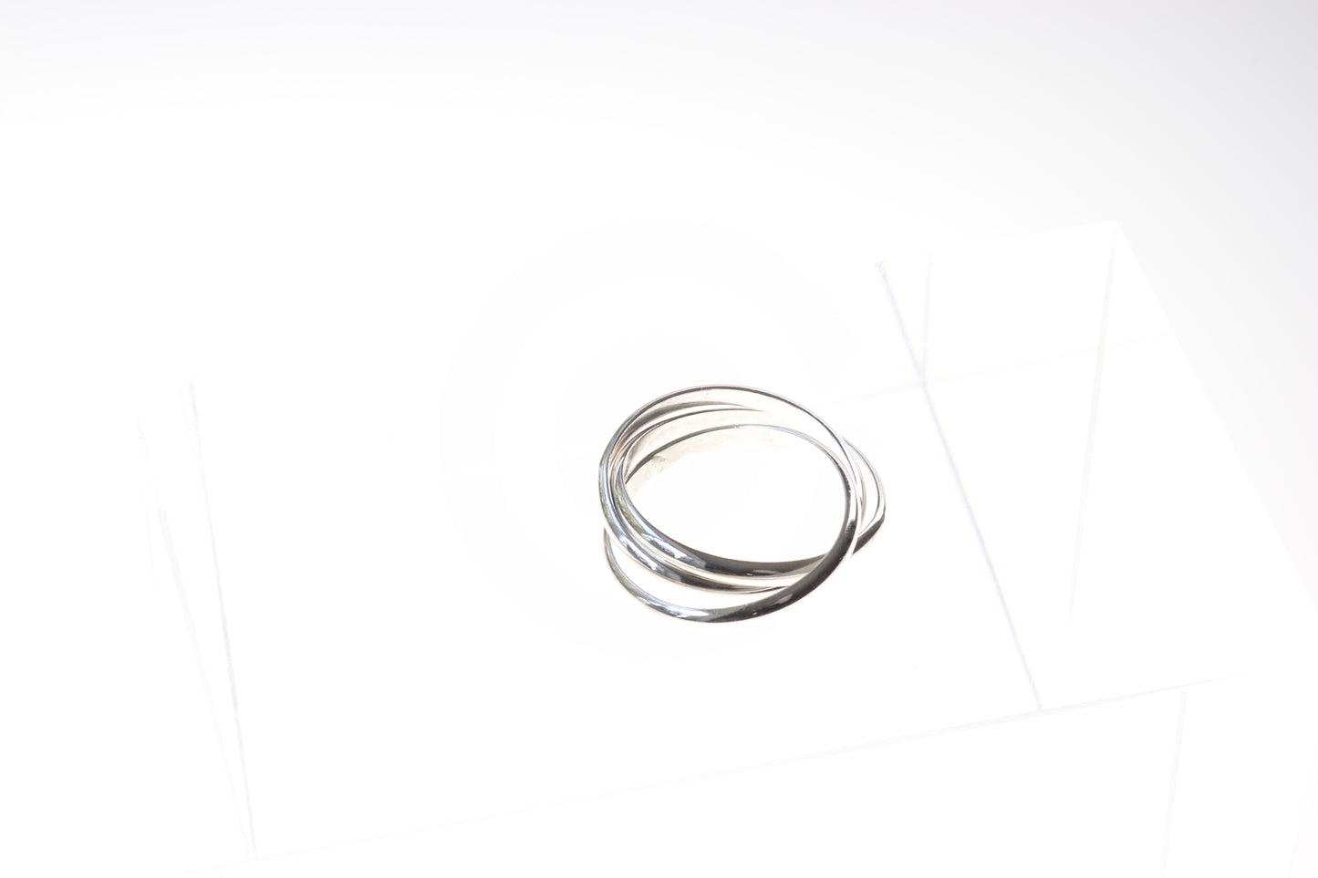 925 Sterling Silver Ring, three interlocking rolling rings, comfort fit 2.5mm, USA made