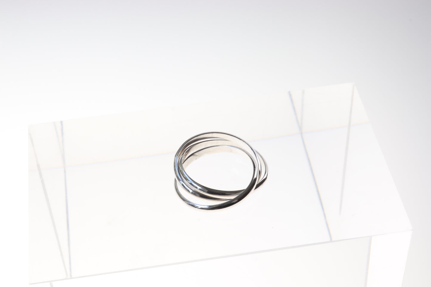 925 Sterling Silver Ring, three interlocking rolling rings, comfort fit 2.5mm, USA made