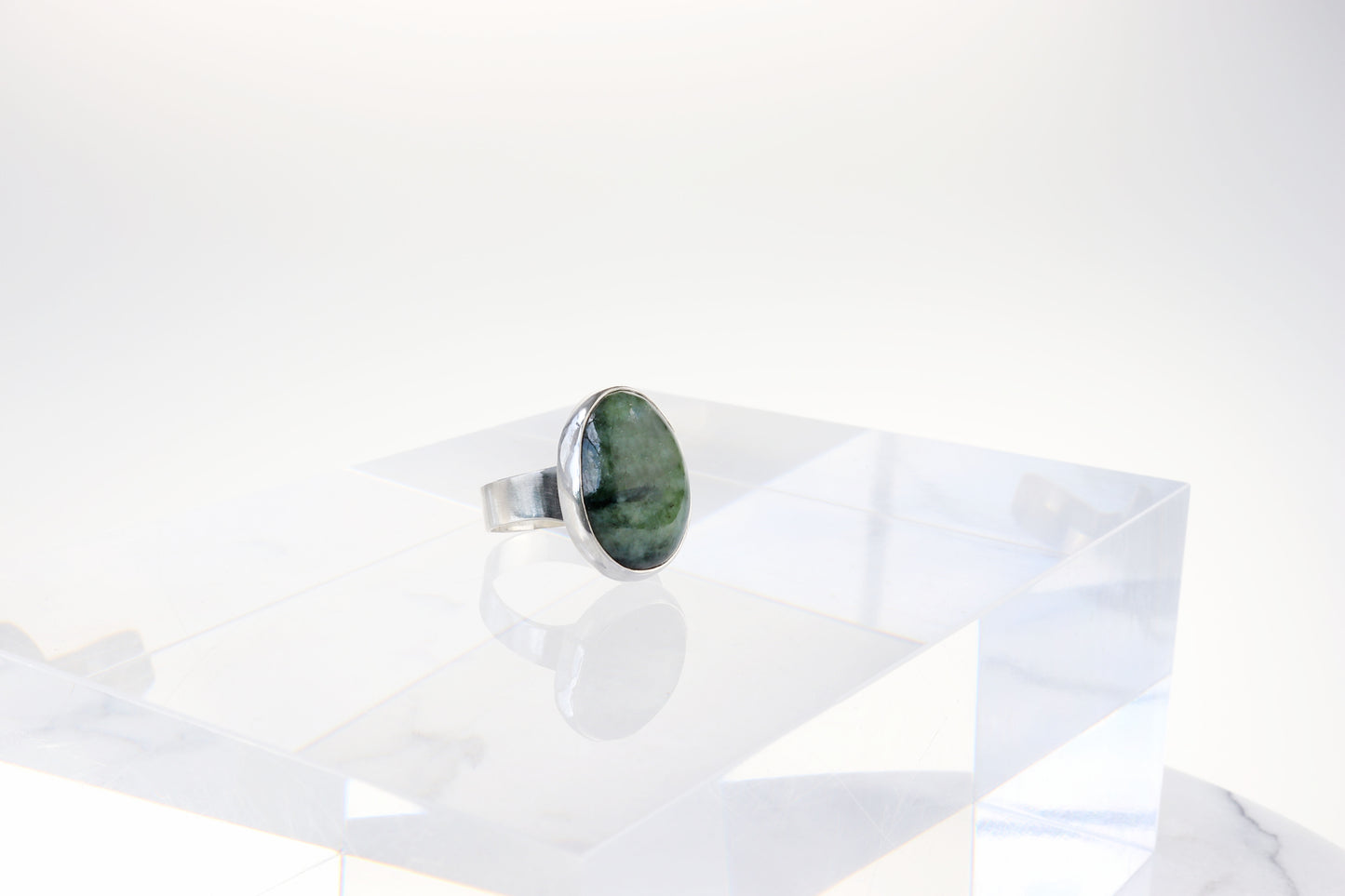 Wyoming Jade Ring – Argentium® 935 Silver, Size 11.25