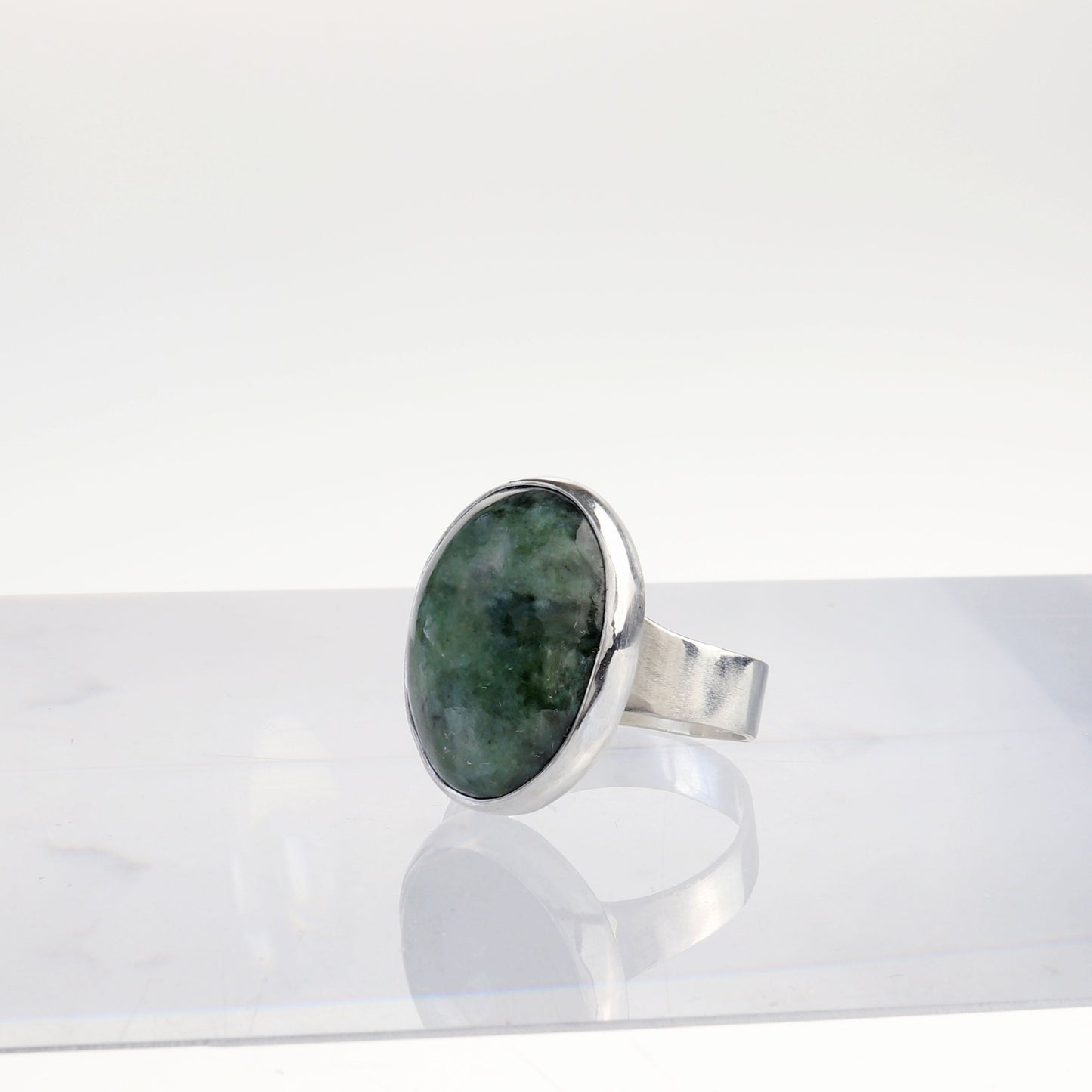 Wyoming Jade Ring – Argentium® 935 Silver, Size 11.25