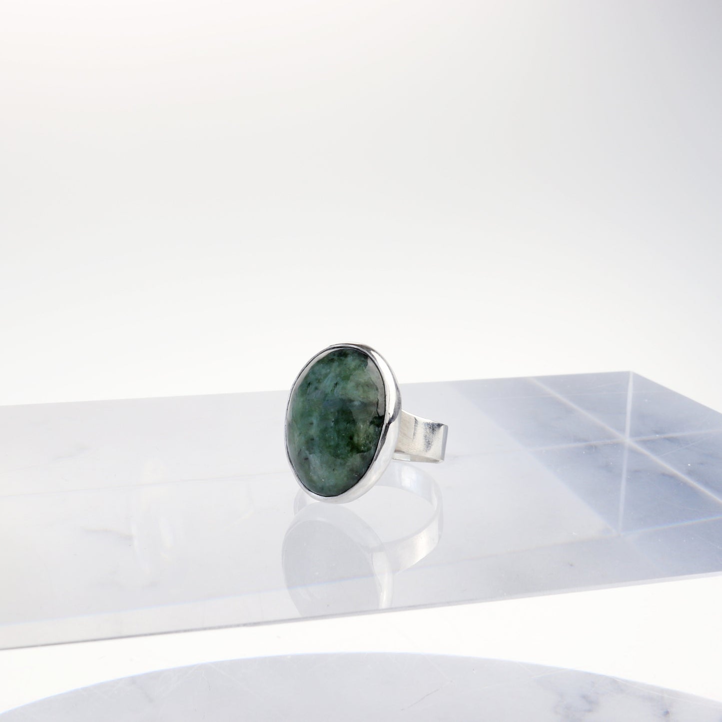 Wyoming Jade Ring – Argentium® 935 Silver, Size 11.25