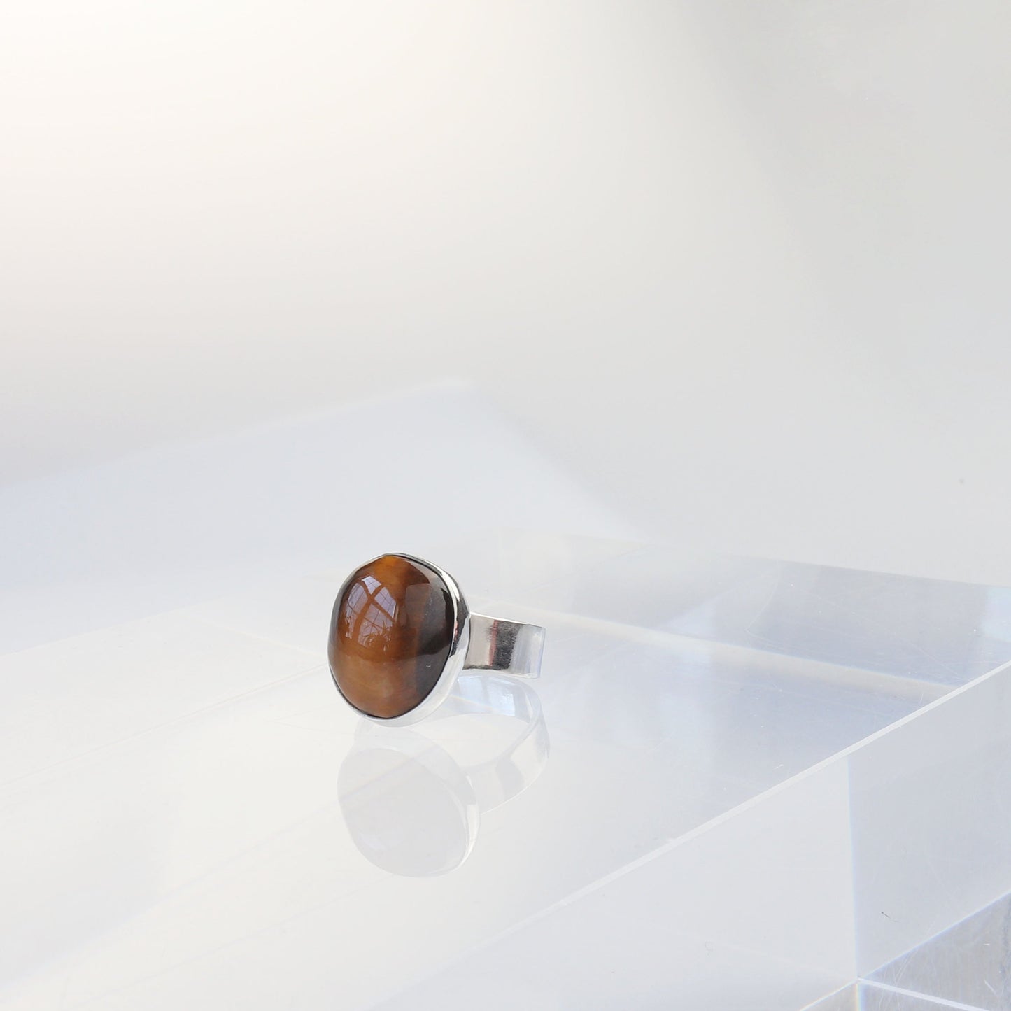 Tiger’s Eye Gemstone Ring – Size 8.25 in Argentium® Silver