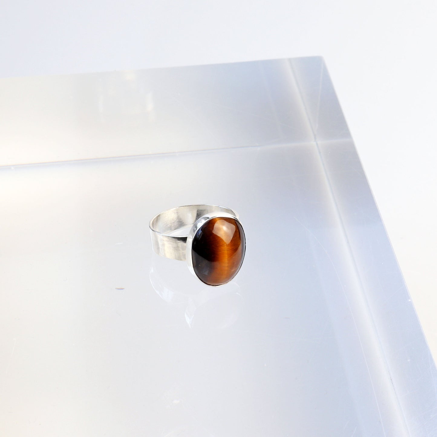 Tiger’s Eye Gemstone Ring – Size 8.25 in Argentium® Silver