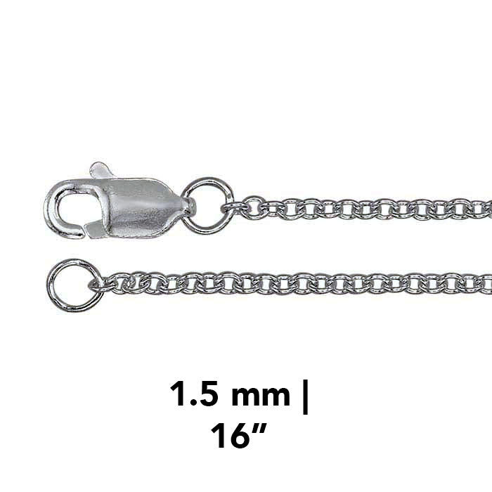 Argentium® 935 Silver round cable chains are a bright, durable, and tarnish-resistant accessory in 1.5 16inch length.
