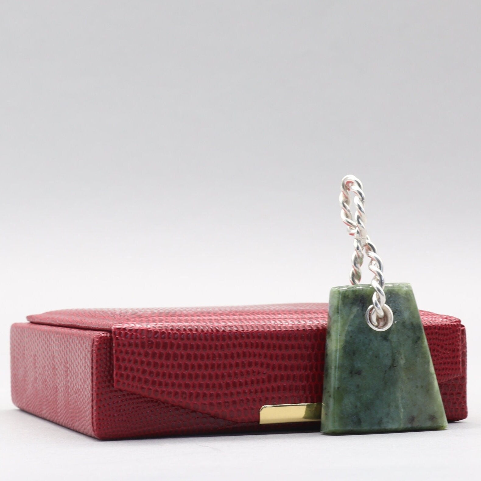 Handcrafted in our Missouri USA studio is this one-of-a-kind reversible trapezoidal shaped Wyoming Jade pendant with a twisted sterling Argentium 935 bail. Ready to gift in a stylish gift box.