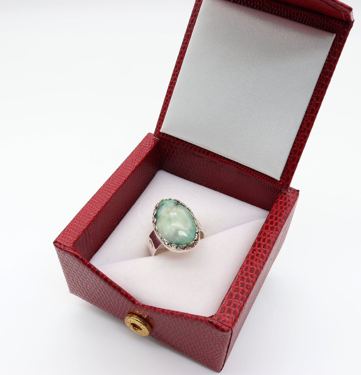 African Turquoise Jasper Ring – Argentium® 935 Silver – Size 8