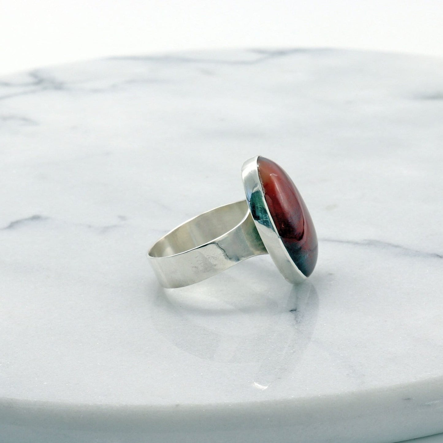 Petrified Rainbow Wood Ring – Size 11.25 | Argentium® 935 Silver