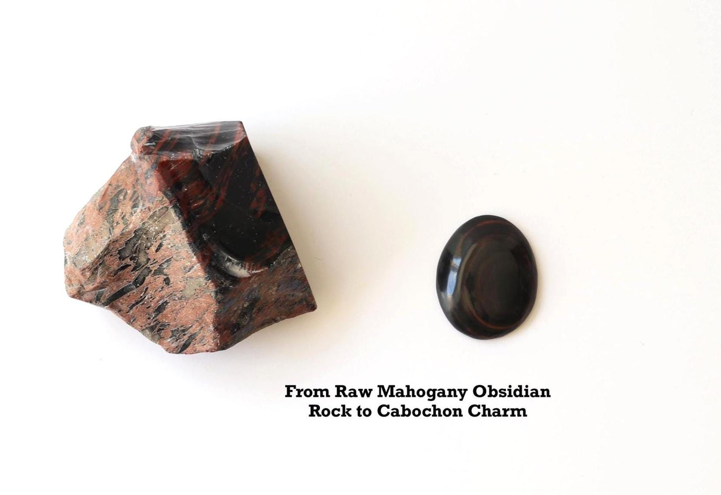 Natural Oval Mahogany Obsidian Cabochon, Volcanic glass, craft supply, USA-Made Statement Piece