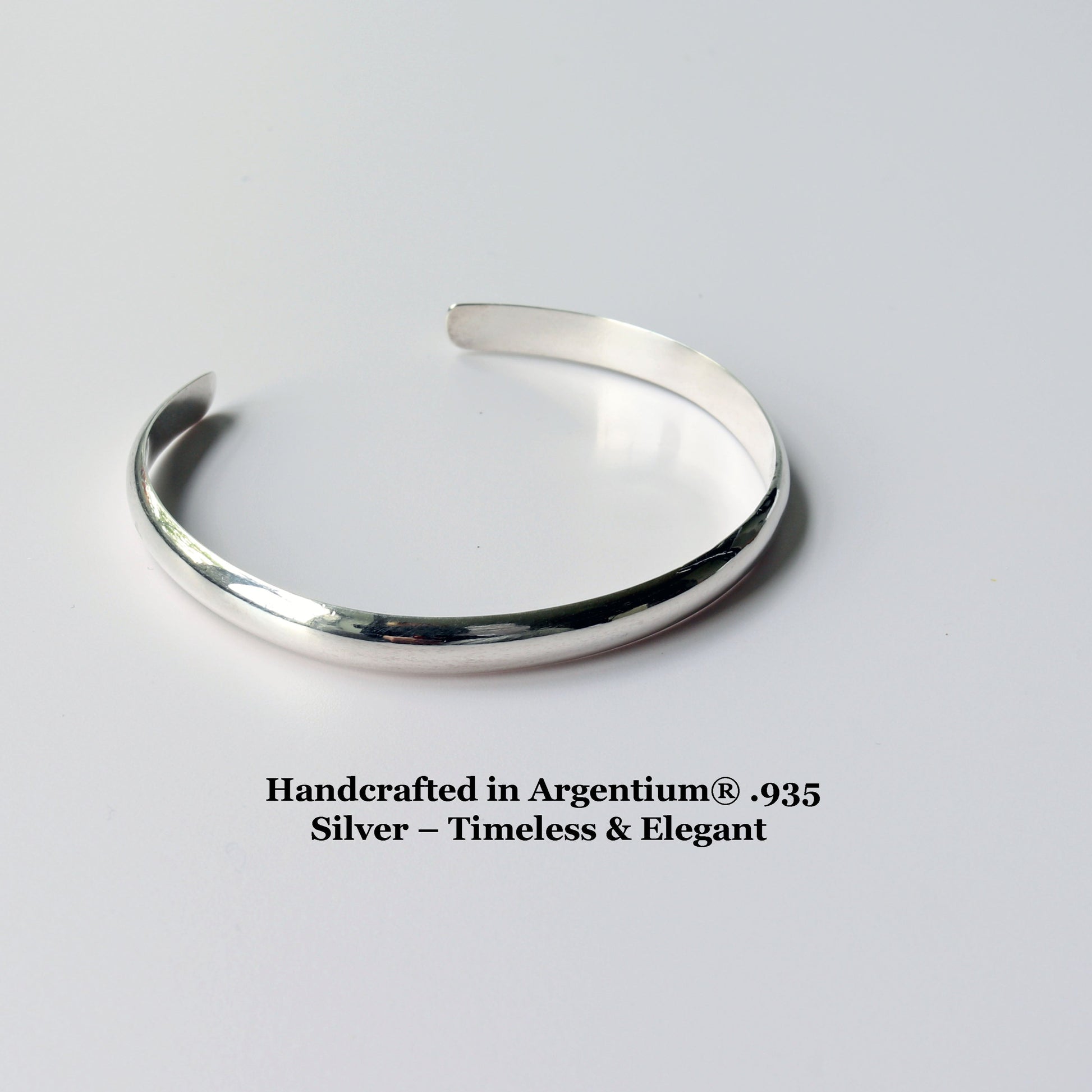 Handcrafted cuff bracelet in Argentium 935 silver a timeless and elegant choice.
