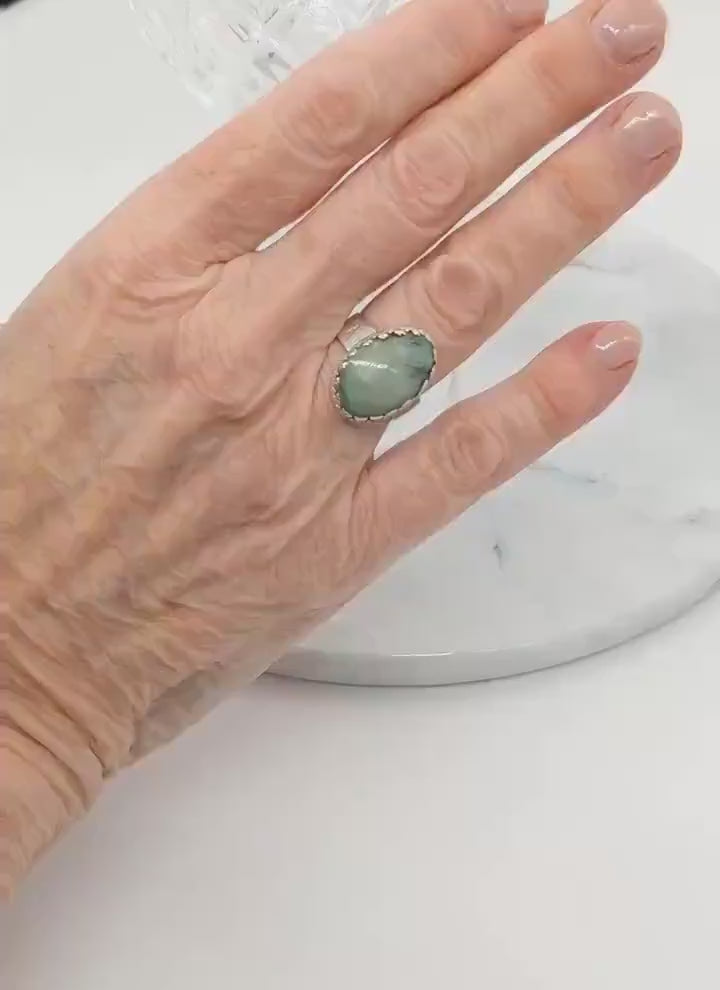 Turquoise Ring Size 8 displayed on hand in video.