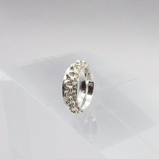 Rotating chain ring in Argentium® 935 silver, size 7.25