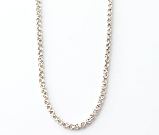 Argentium Silver 4.5 3+2 cable chain necklace on a white background