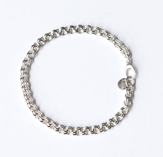 Argentium Silver chain bracelet on a white background