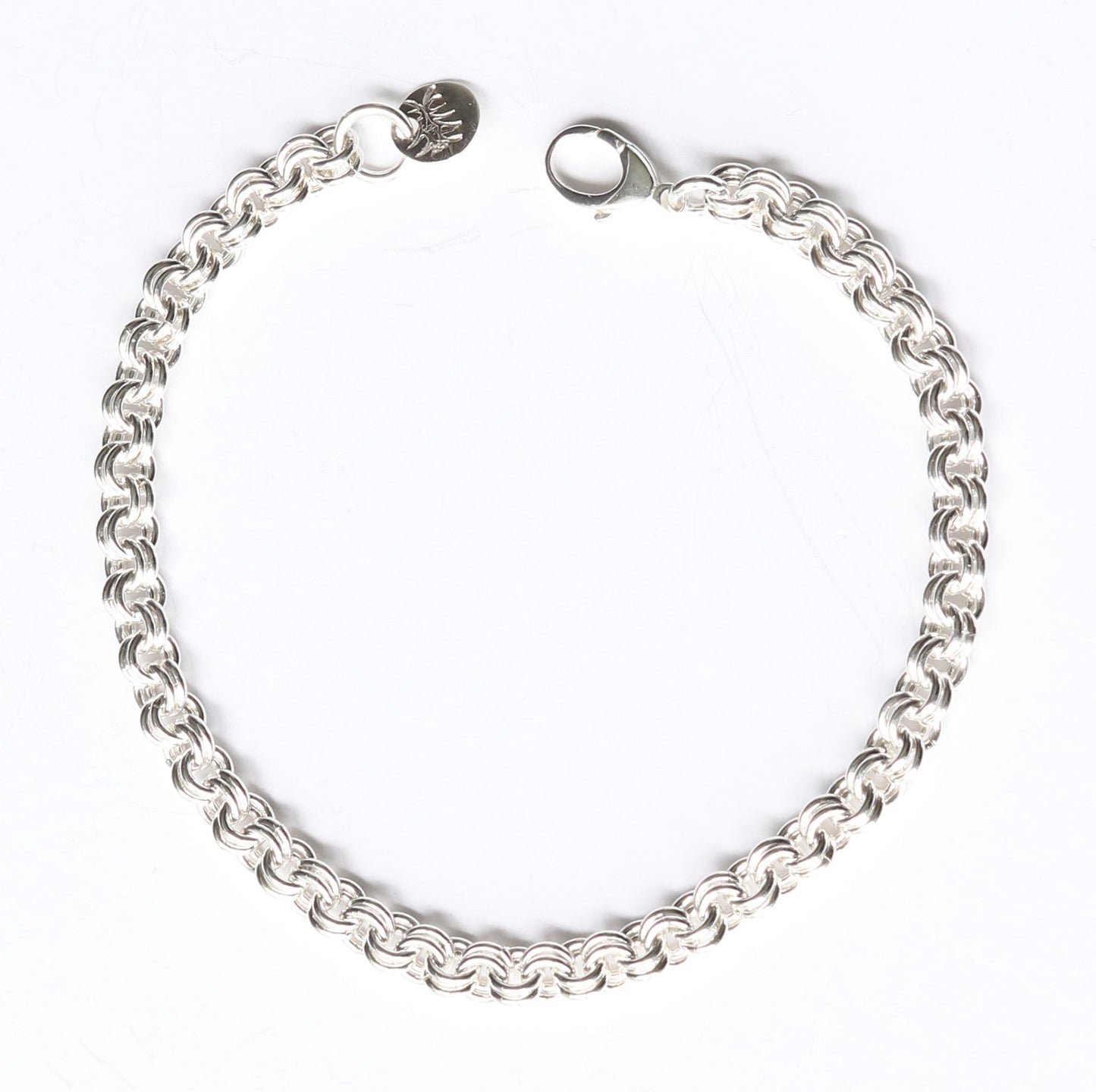 Argentium Silver chain bracelet on a white background