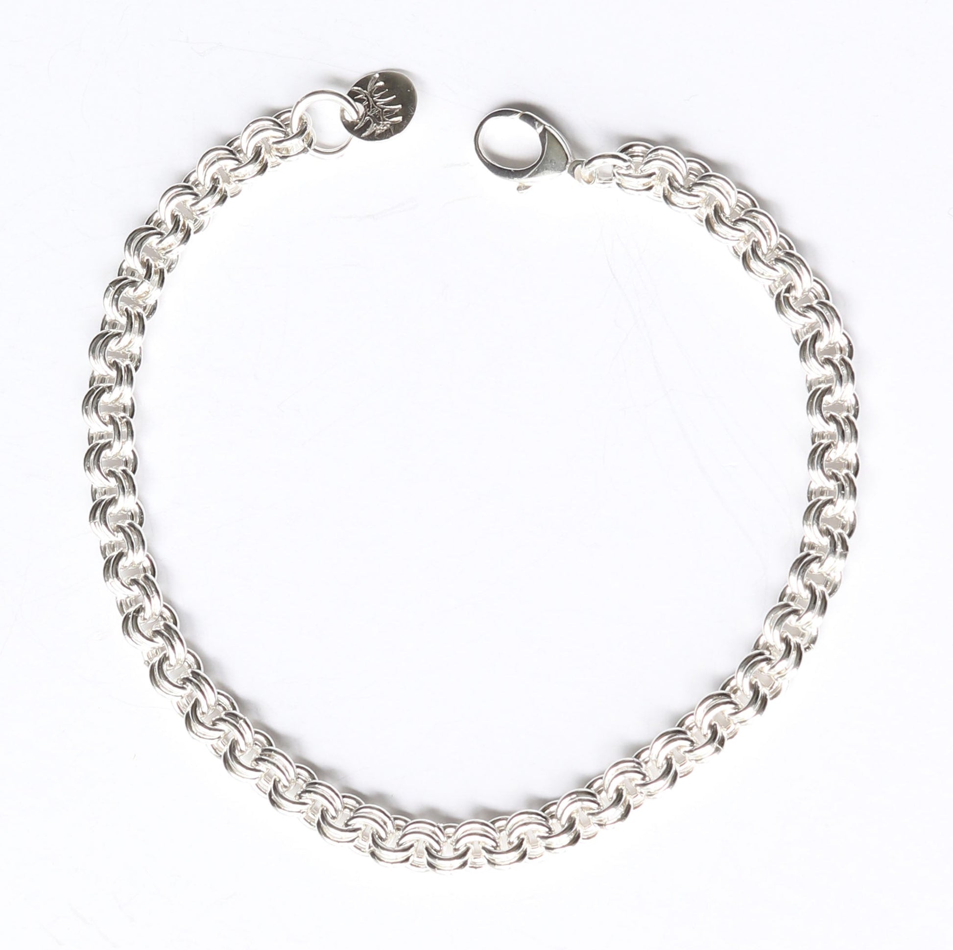 Argentium Silver chain bracelet on a white background