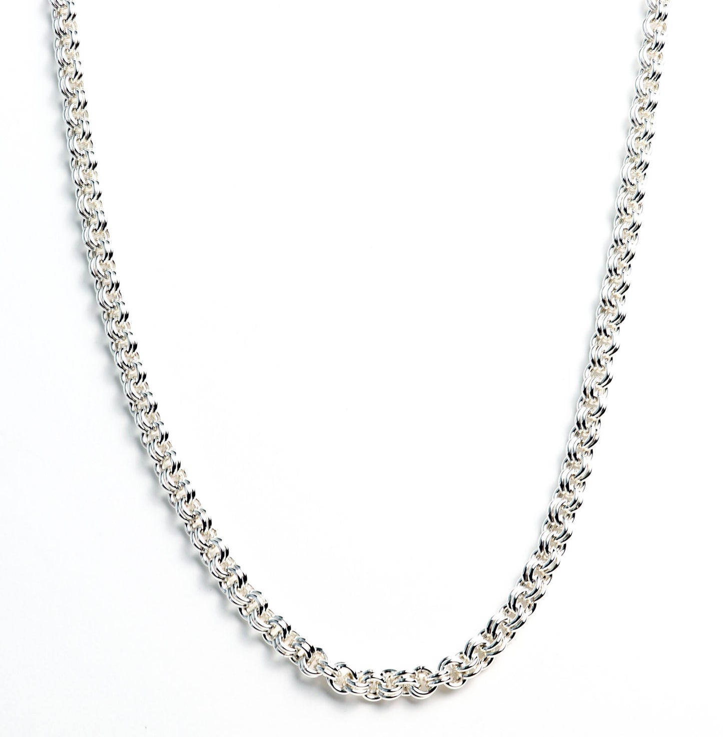 Argentium® 940 Silver Double-Link Chain - on a white background