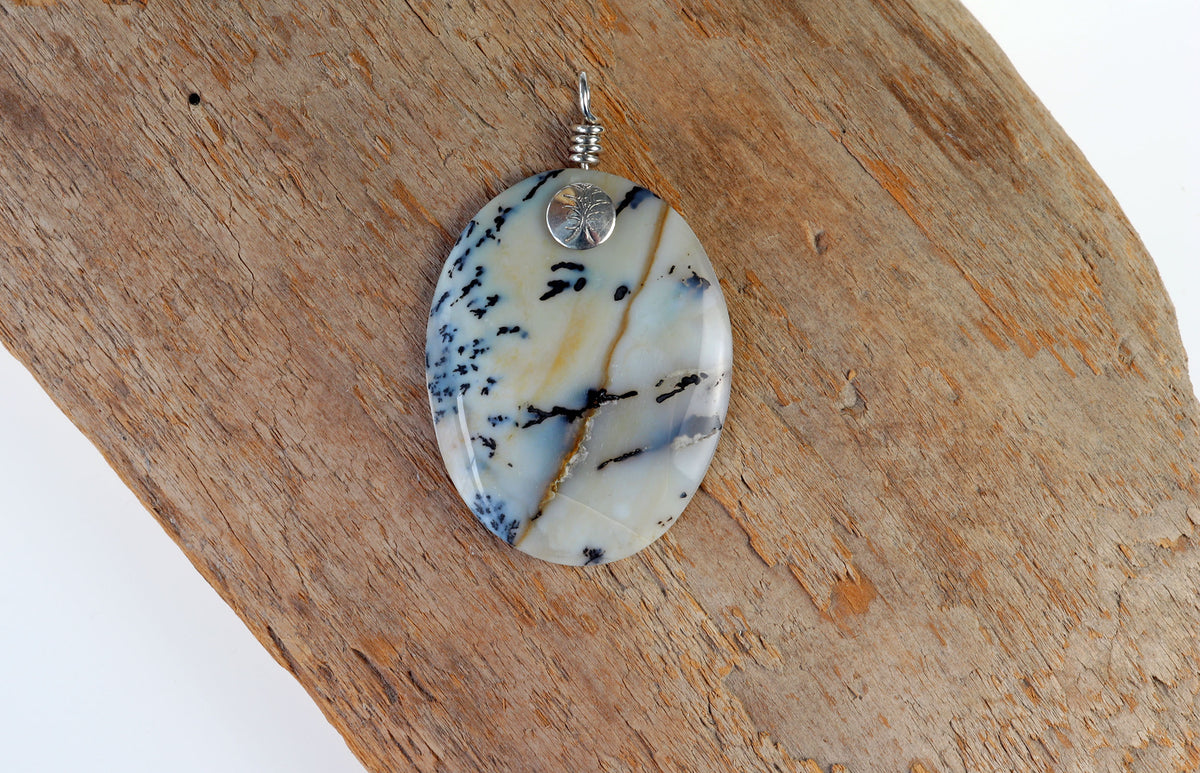 Dendritic Agate Pendant Necklace – Argentium Silver