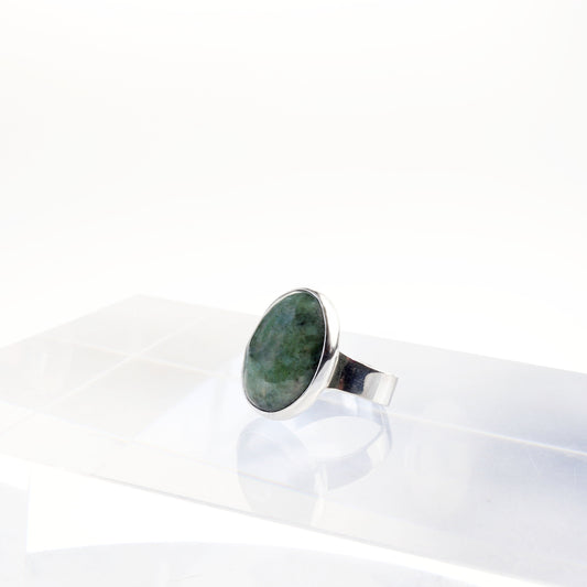 Handcrafted Wyoming Jade Mens Gemstone Ring in Sterling Silver Size 11 1/4