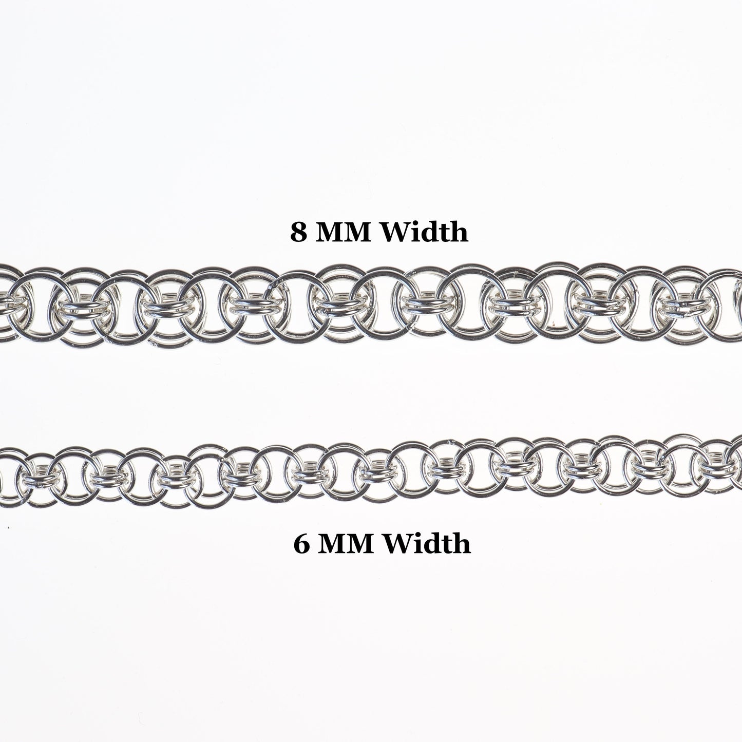 Sterling Silver Chain Bracelet, Helm Weave 935 Argentium, Welded Links, Magnetic Clasp, welded links, USA made, 8mm