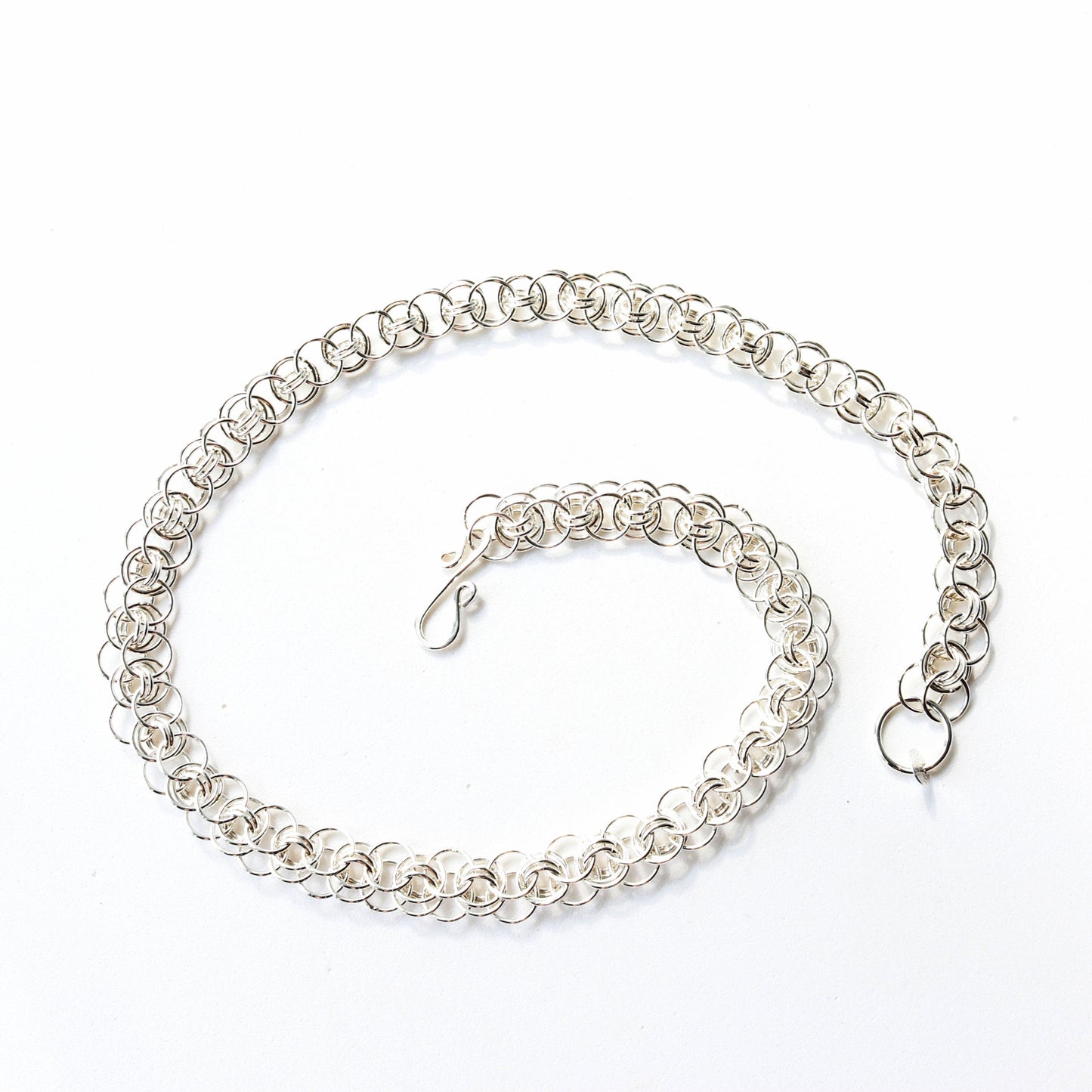 Handcrafted Helm Weave Design Necklace, in Solid 935 Argentium® Silver, Intricate Interlocking Links, Perfect Gift for Her