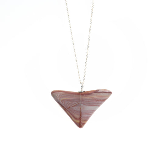 Butterfly-Shaped Petrified Rainbow Wood pendant with optional 1.7 Argentium Necklace Chain