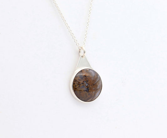 Natural Rutilated Quartz pendant necklace in Argentium 935 Silver with 18-inch chain
