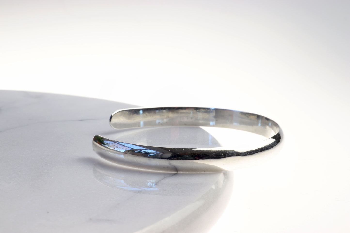 Handcrafted 6mm Argentium Silver Cuff Bracelet with Open Design for Adjustable Fit