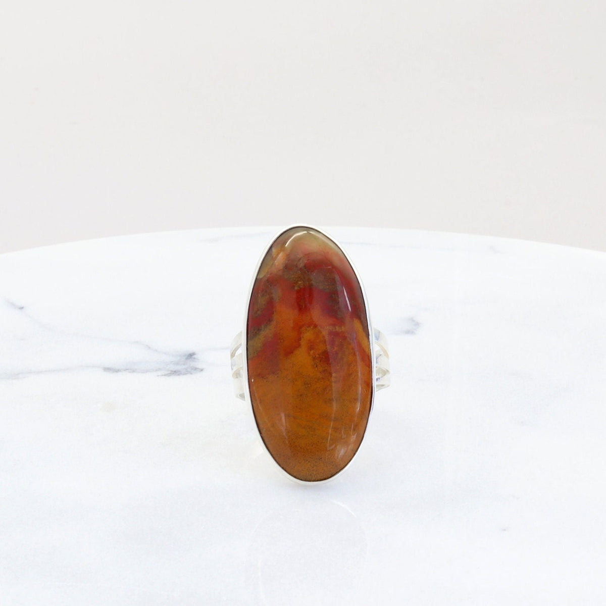 Natural Sonoran Sunrise gemstone ring in solid Argentium 935 silver, size 10.5