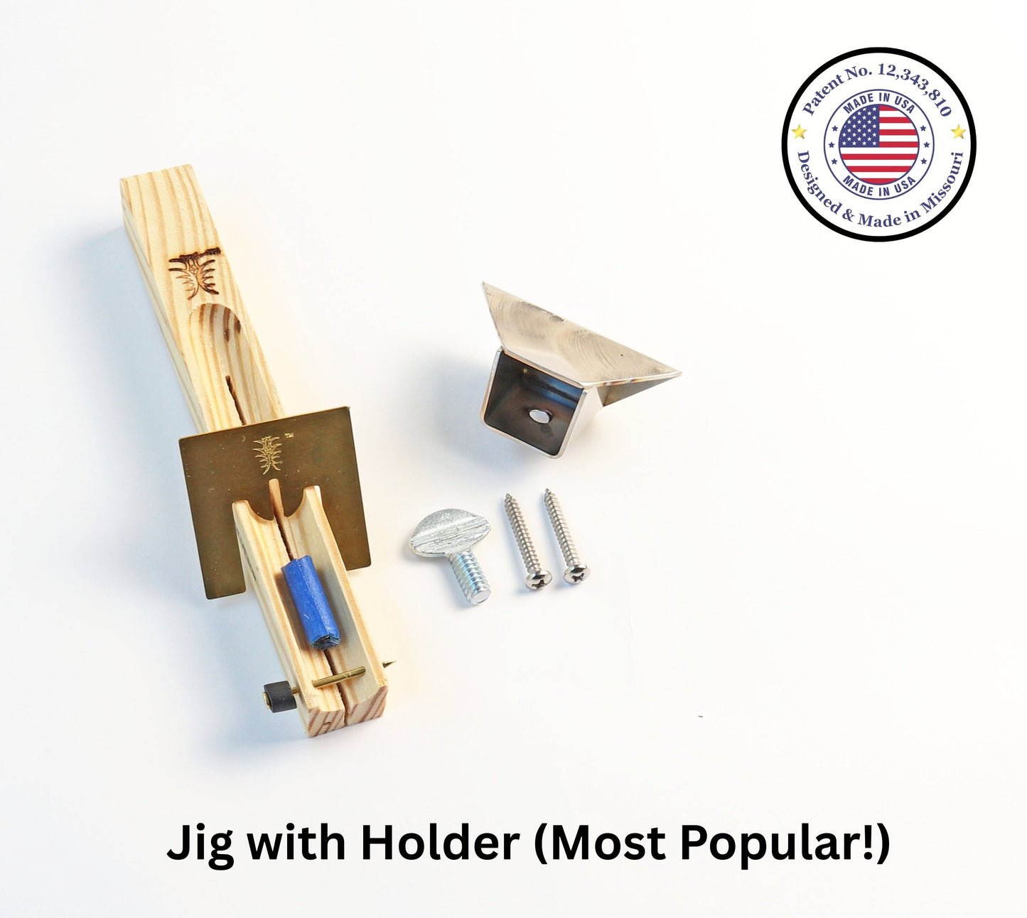 Jig with Holder -Most Popular! includes brass saw guide, holder with screws to mount the custom jig holder.  Blue taped coil shown for illustrative purposes.
