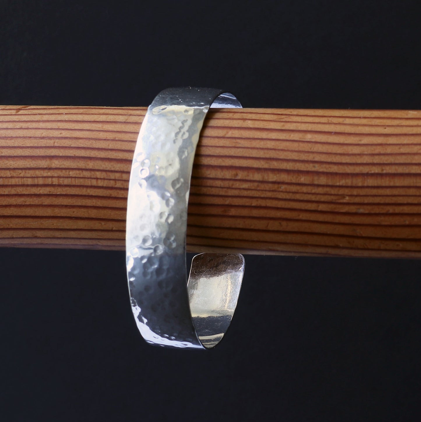 Wide Hammered Silver Cuff Bracelet in Argentium® 935