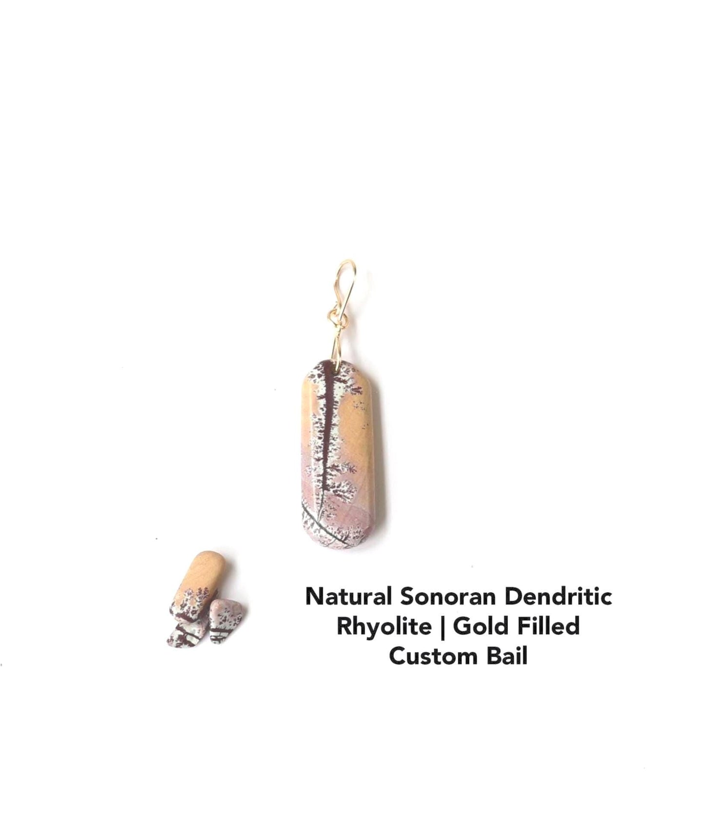 2” Sonora Dendritic Pendant – Naturally Smooth Stone with Gold-Filled Bail