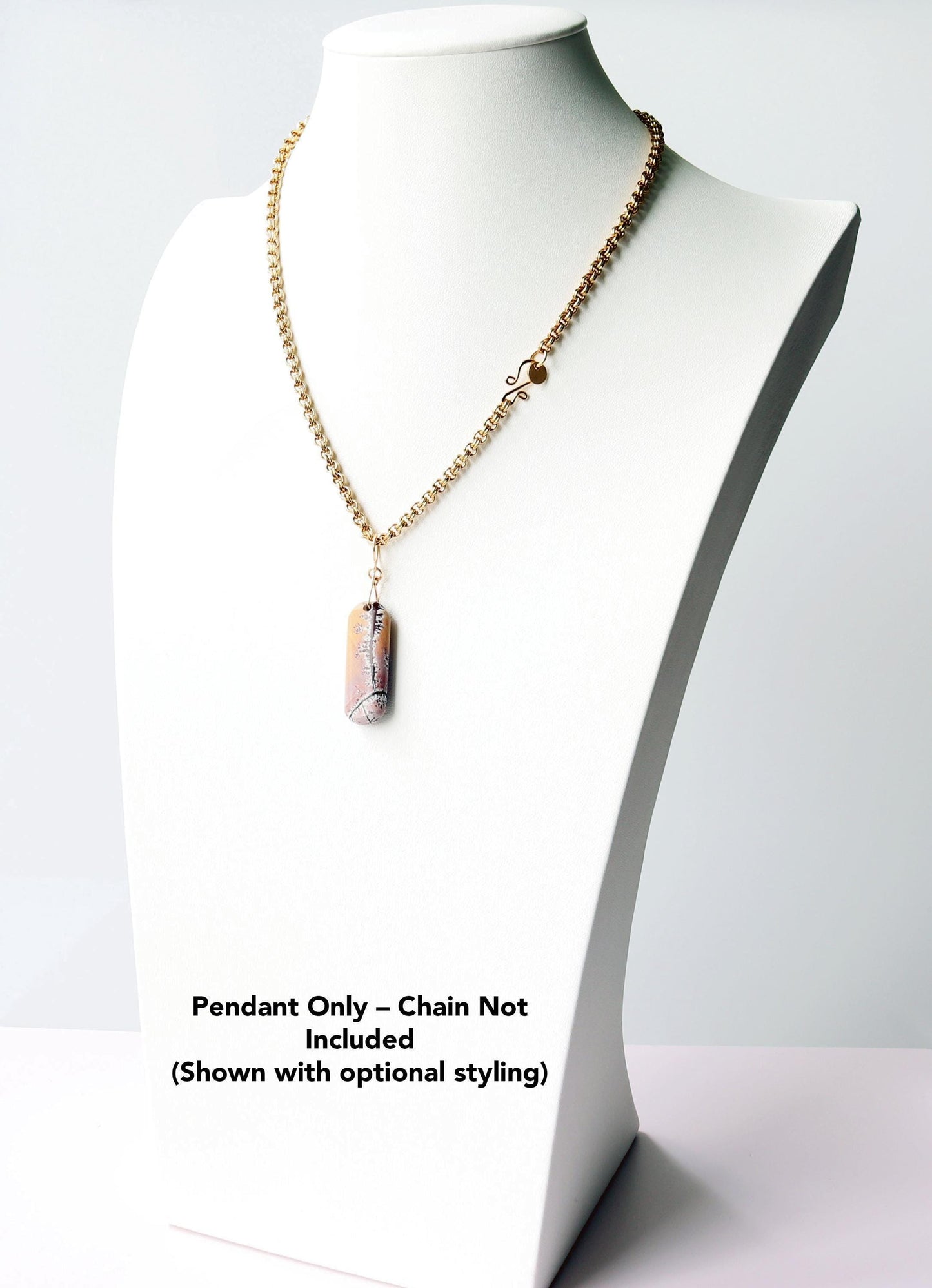 2” Sonora Dendritic Pendant – Naturally Smooth Stone with Gold-Filled Bail