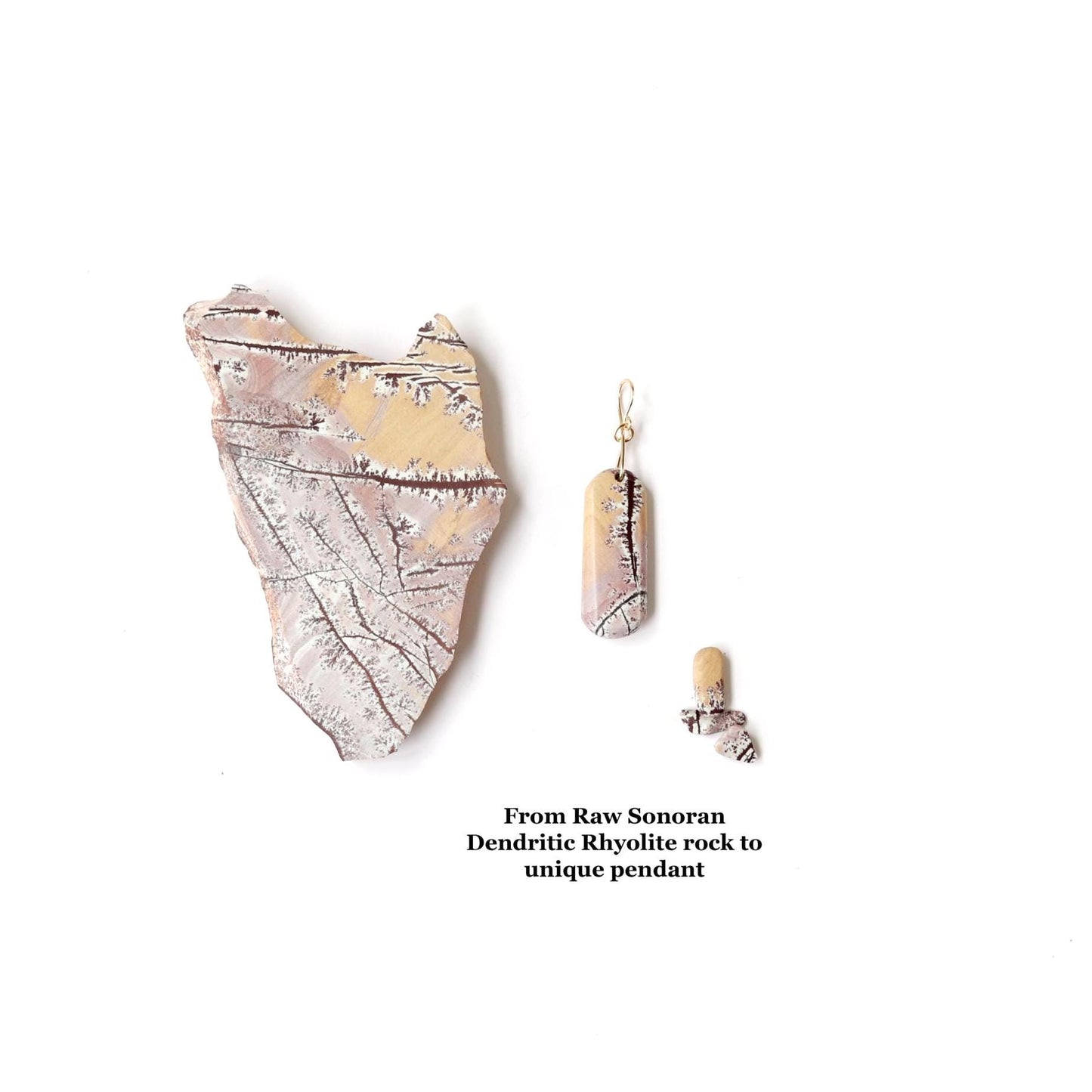 2” Sonora Dendritic Pendant – Naturally Smooth Stone with Gold-Filled Bail