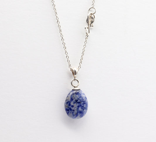 Sodalite Pendant Necklace | Hand-Cut Blue Gemstone in Argentium® Silver