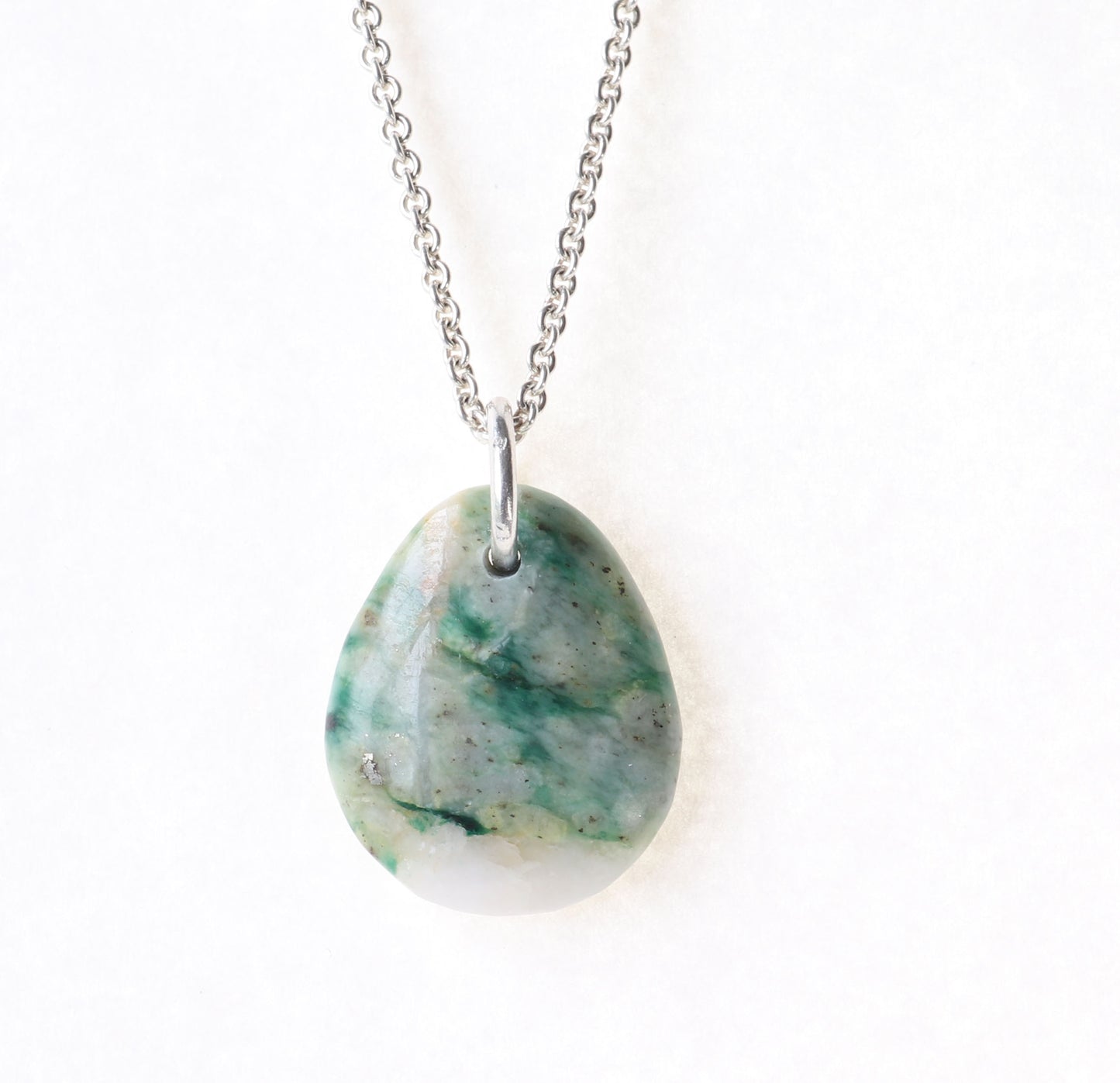 Mariposite Teardrop Pendant – Argentium® Silver Necklace