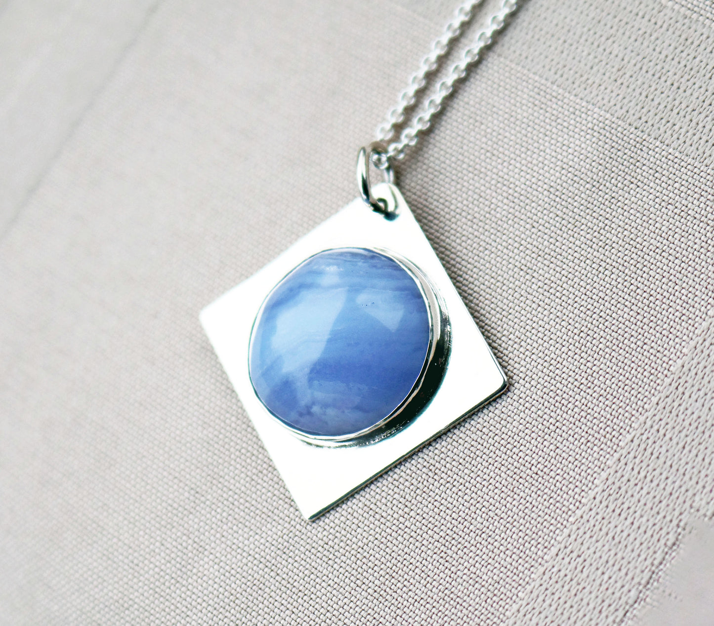 Blue Lace Agate in Argentium Silver setting