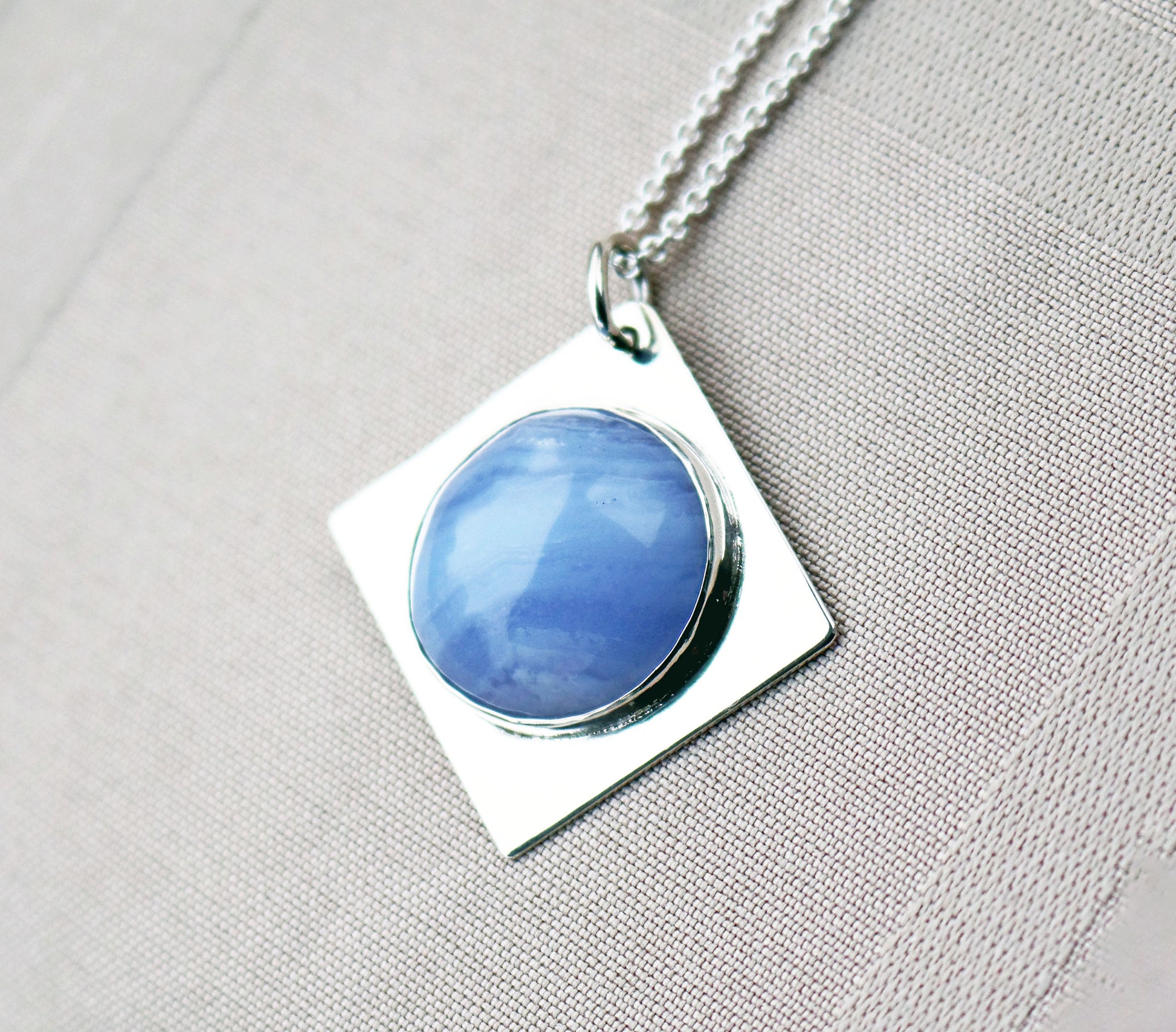 Blue Lace Agate in Argentium Silver setting