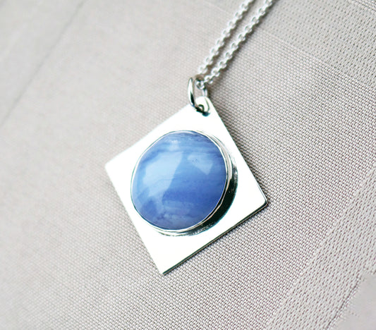 Blue Lace Agate in Argentium Silver setting
