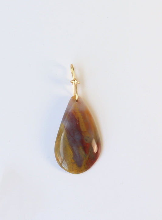 Arizona Petrified Rainbow Wood Pendant | Gold-Filled Accent