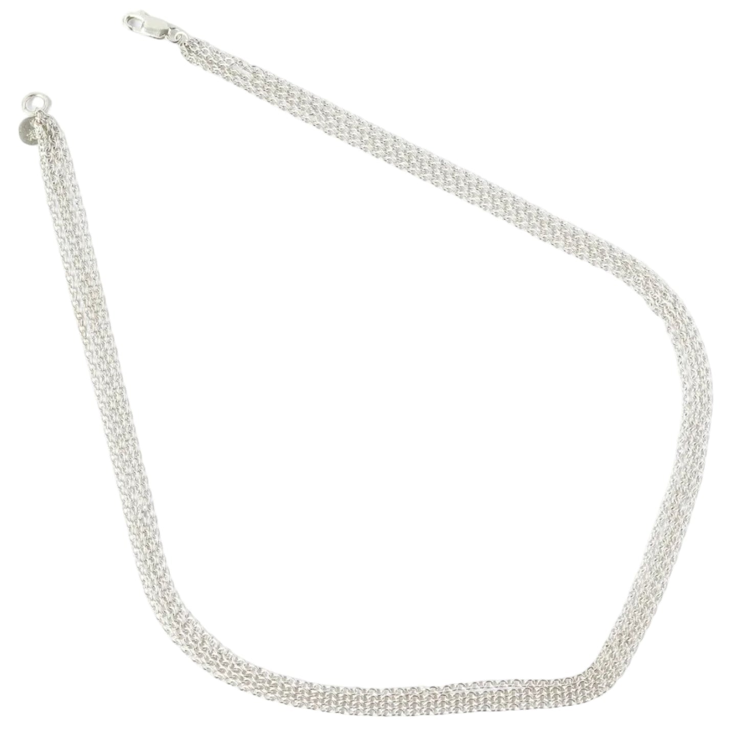 Silver chain necklace on a white background