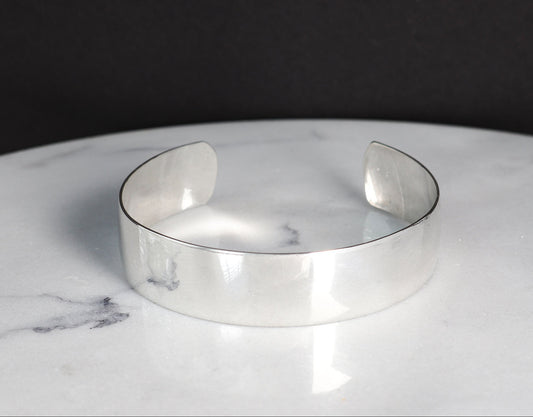 Wide Argentium® 935 Silver Cuff Bracelet – Hand-Forged & Beveled