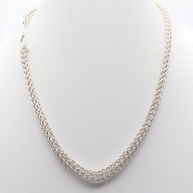 Silver Full Persian Weave Necklace, in 935 sterling Argentium silver, Handcrafted in USA, Perfect Gift, 6mm