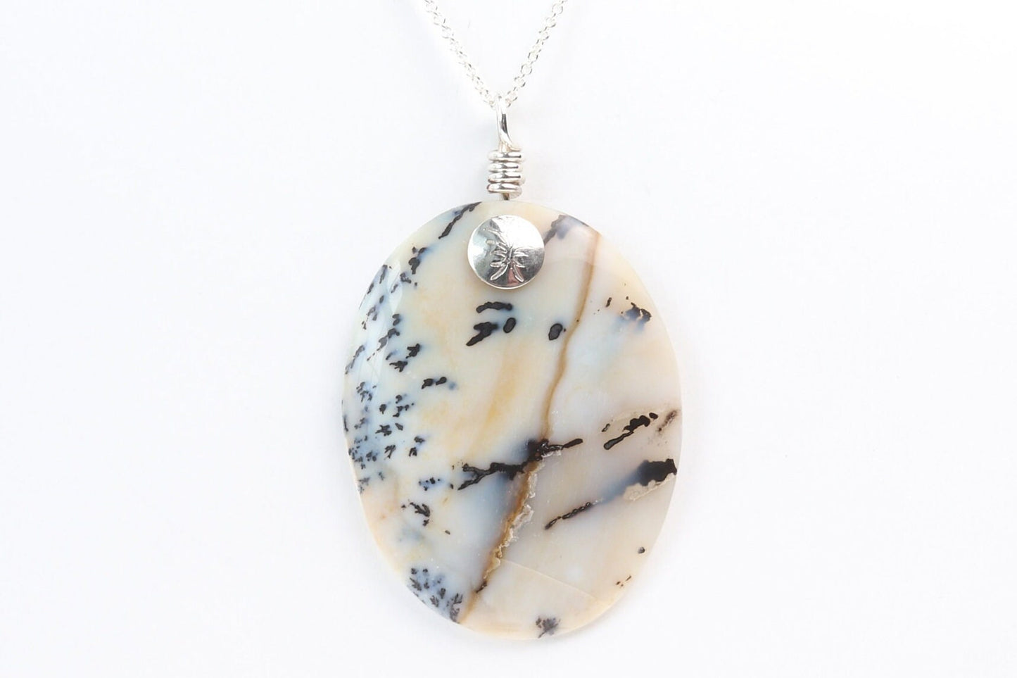 One-of-a-Kind Pendant with Dendritic Agate Patterns - Handcrafted in Argentium® 935 Silver