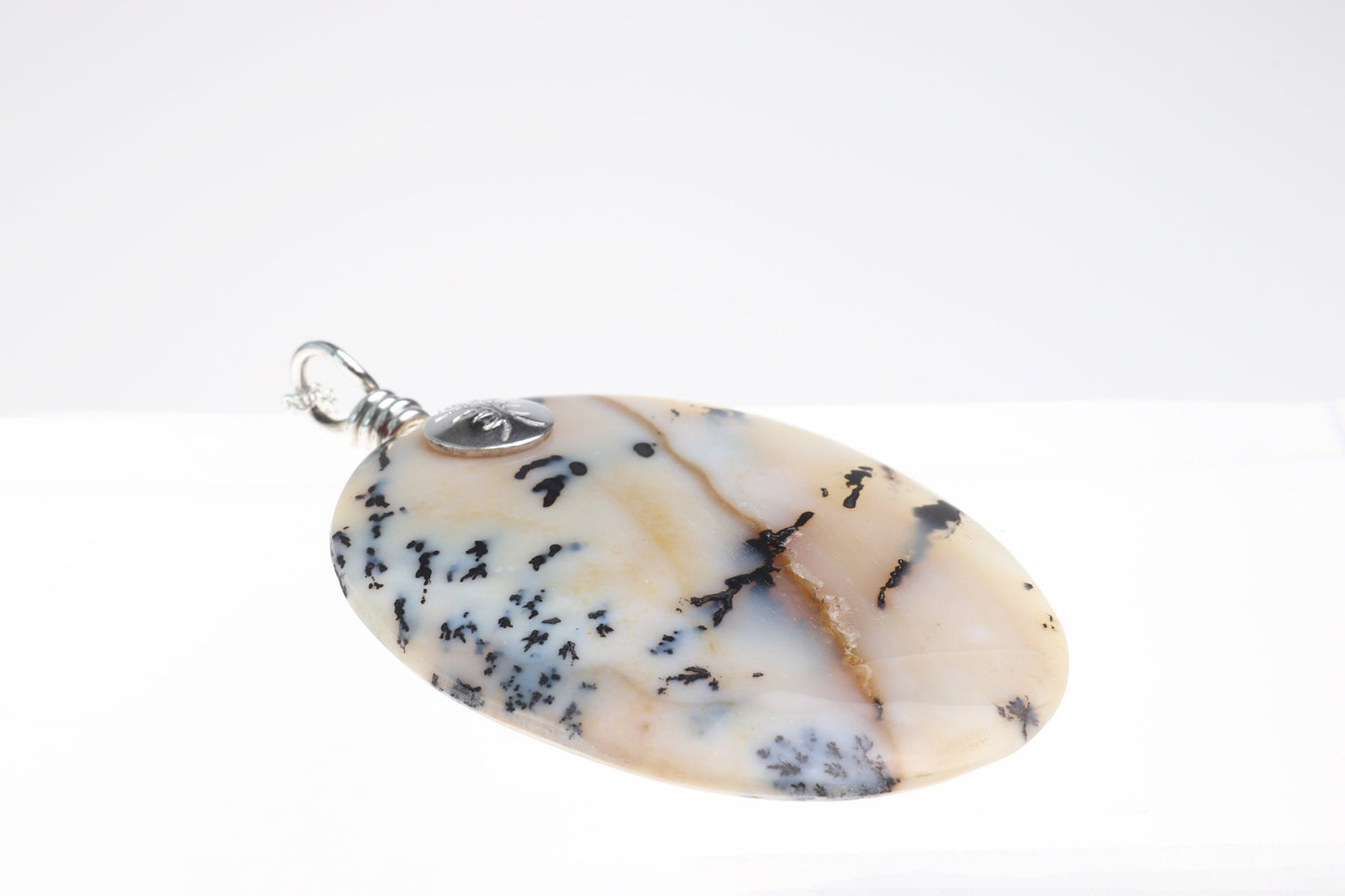 One-of-a-Kind Pendant with Dendritic Agate Patterns - Handcrafted in Argentium® 935 Silver