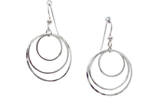 Hammered Dangle Hoops, Sterling 935 Argentium® Silver Earrings, Perfect Minimalist Gift, USA made